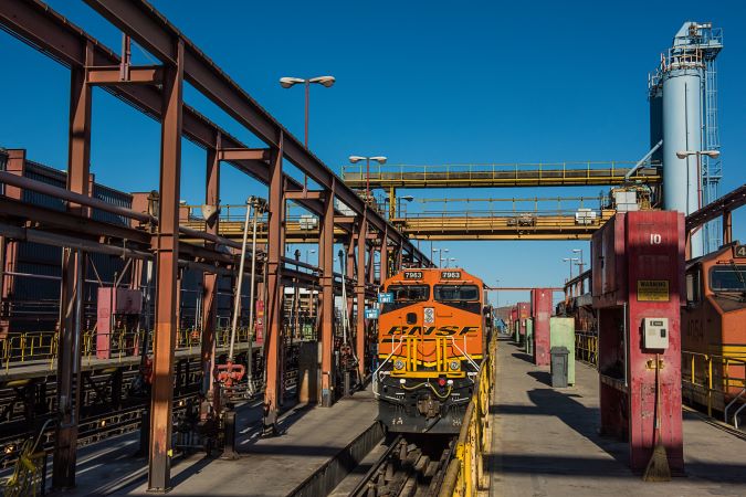 A locomotive on the Barstow fueling track