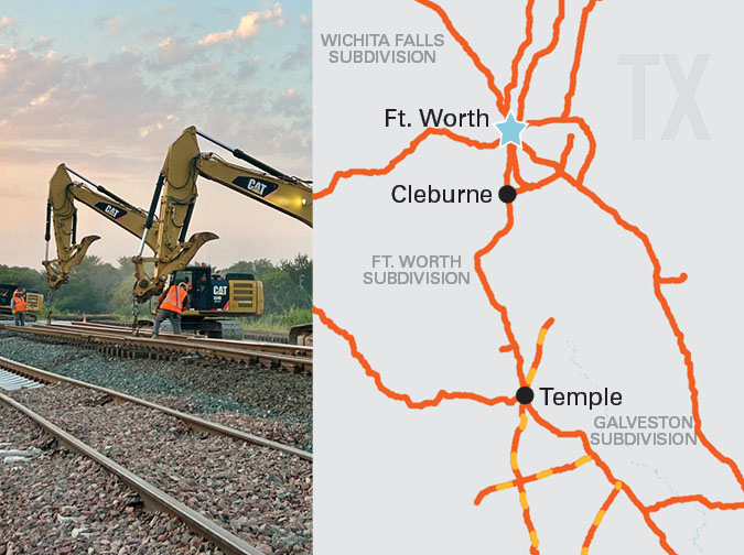 Fort Worth Subdivision – BNSF crews installing double track  Fort Worth Subdivision – BNSF crews installing double track