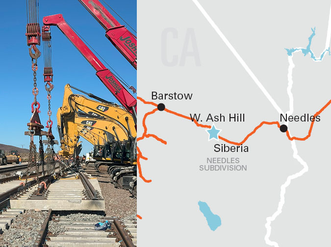 Needles Subdivision – BNSF crews installing triple track  Needles Subdivision – BNSF crews installing triple track