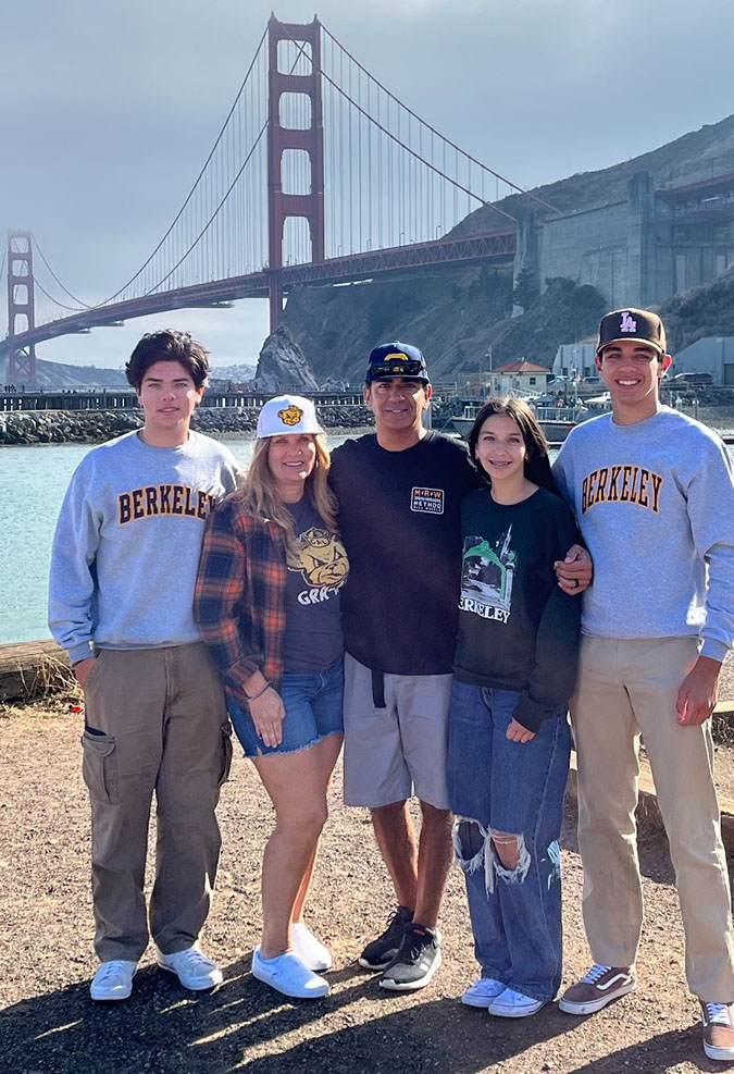 The Chavez family in front of the Golden Gate Bridge 